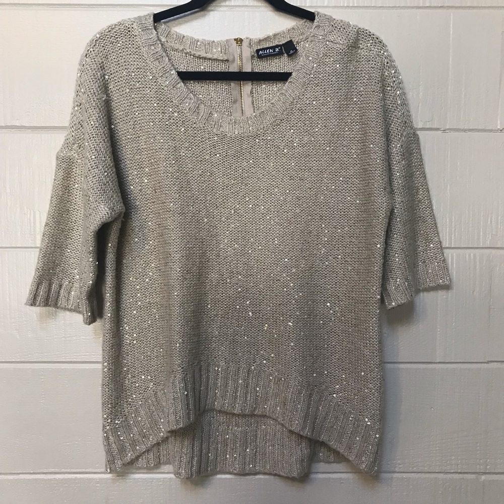 Allen B • Gold Sequin Short Sleeve Sweater M